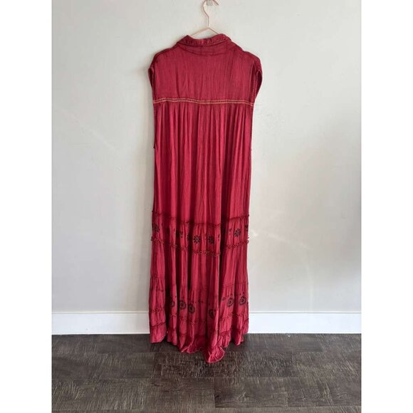 Free People Women Pretty Cozy Maxi Dress Maroon Size Small - Picture 8 of 14
